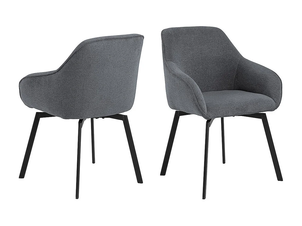 Clara chaise de salle à manger avec accoudoirs tissu gris.