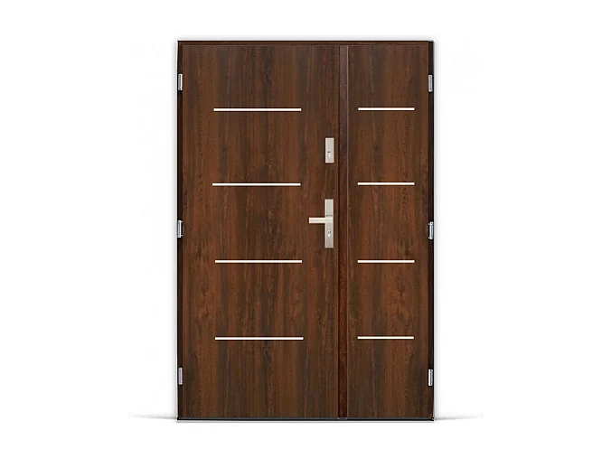 Porte d'entrée double MADRID 140 cm - 90x50 cm - Poignée et serrure : Sans - Sens d'ouverture: Poussant droit