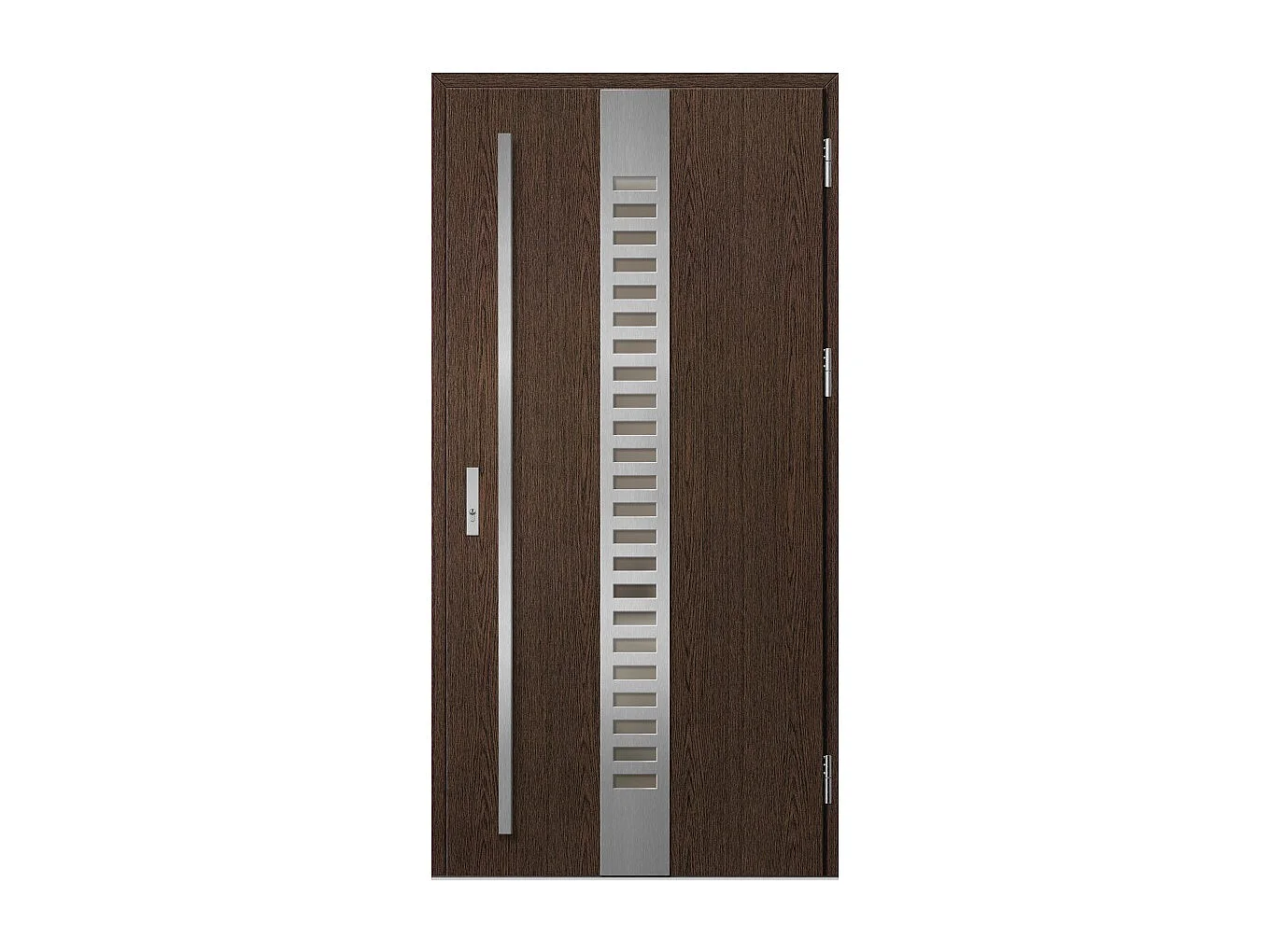 Porte d'entrée en acier avec cadre en aluminium SELTERS 2 chêne 90*200 -100*200 cm - Poussant: Droit - Dimensions: 100 cm