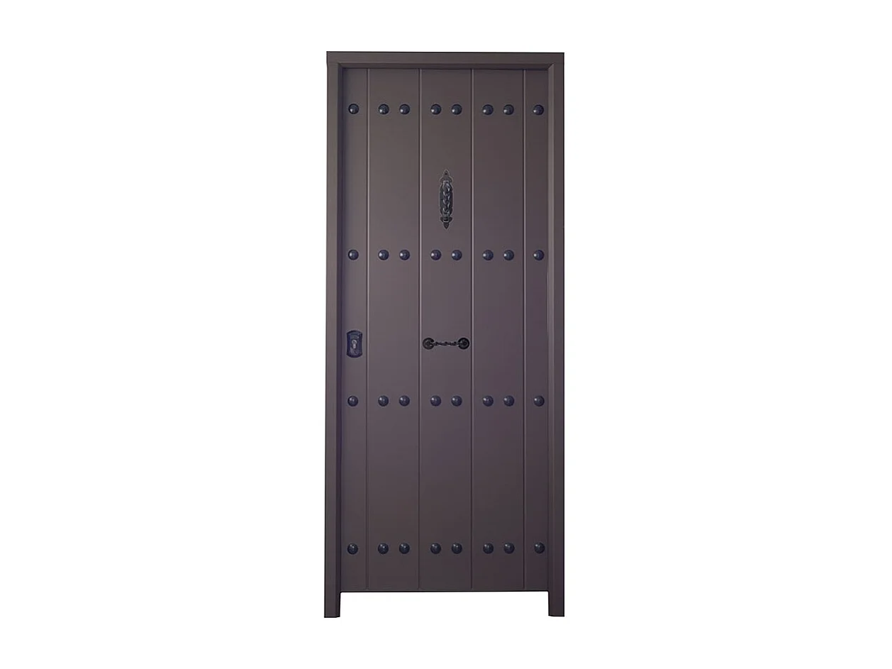 Porte d'entrée MAS rustica Marron 80 cm 45 mm en acier inoxydable - Poignée et serrure : Sans - Sens d'ouverture: Tirant droit