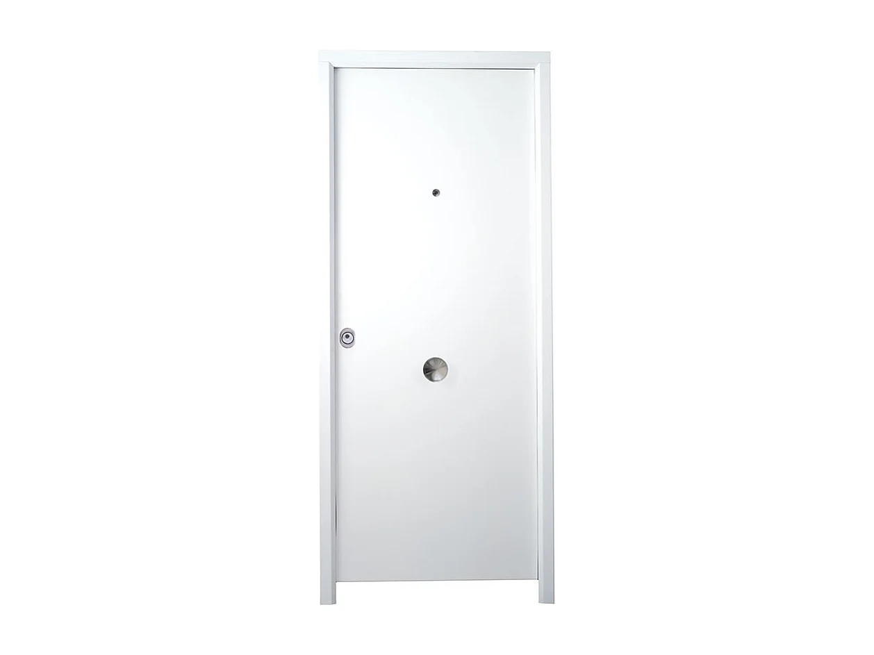 Porte d'entrée ELISA 80 cm 45 mm en acier en 2 couleurs - Couleur: Blanc - Poignée et serrure : Sans - Sens d'ouverture: Poussant droit