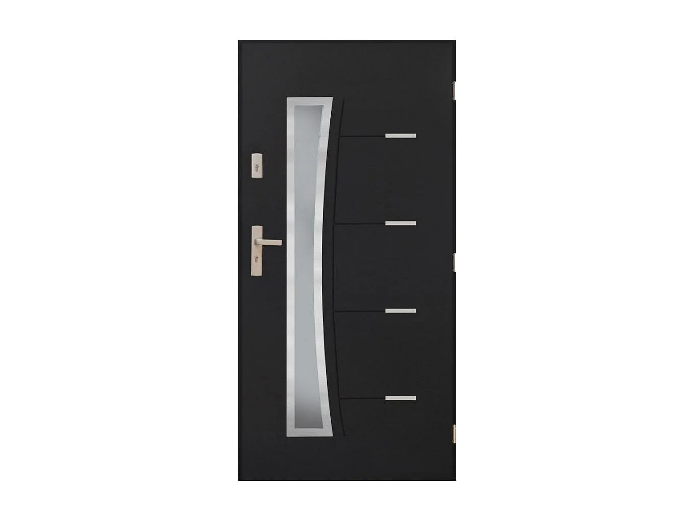 Porte d'entrée SATURNE 80 cm 72 mm en acier inoxydable en 3 couleurs - Couleur: Anthracite - Poignée et serrure : Avec - Poussant: Droit