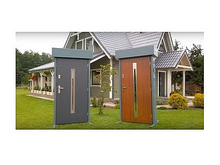 Porte d'entrée CANCUN 80 cm en acier inoxydable - Couleur: Anthracite - Poignée et serrure : Sans - Poussant: Gauche