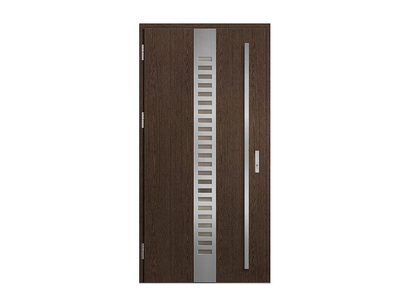 Porte d'entrée en acier avec cadre en aluminium SELTERS 2 chêne 90*200 -100*200 cm - Poussant: Gauche - Dimensions: 100 cm