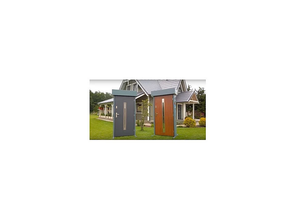 Porte d'entrée Venus 90 cm 72 mm en acier inoxydable 3 coloris - Couleur: Noyer - Poignée et serrure : Sans - Poussant: Gauche