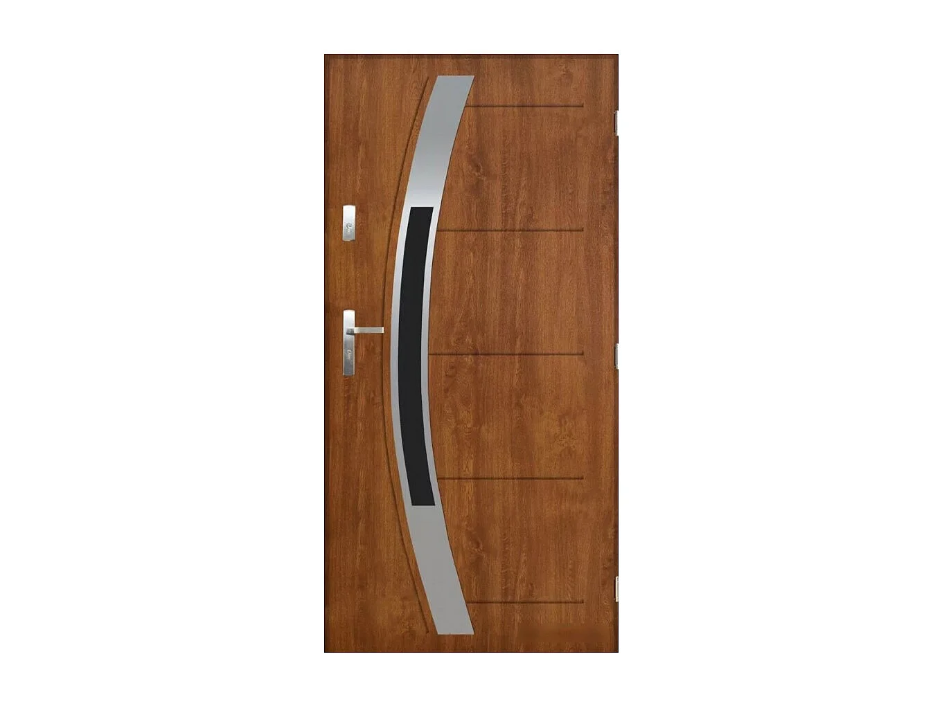 Porte d'entrée GOFA 90 cm en acier inoxydable - Couleur: Chêne doré - Poignée et serrure : Sans - Poussant: Gauche