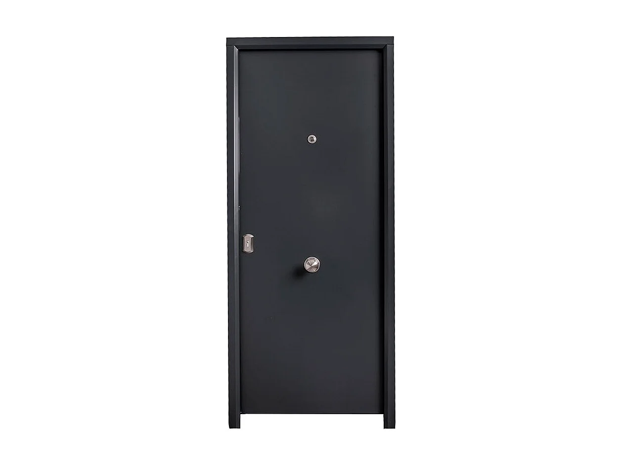 Porte d'entrée ELISA 80 cm 45 mm en acier en 2 couleurs - Couleur: Noir - Poignée et serrure : Sans - Sens d'ouverture: Poussant gauche