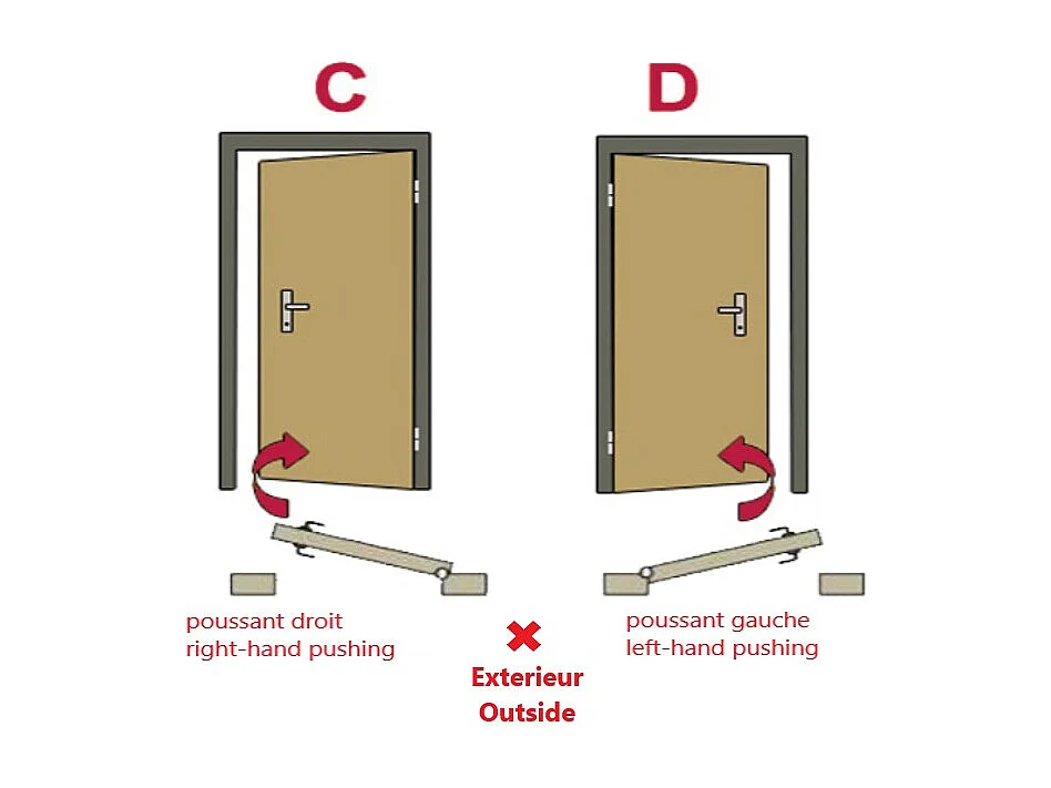 Porte d'entrée KALA 90 cm H1 en acier inoxydable blanc - Poignée et serrure : Avec - Poussant: Droit