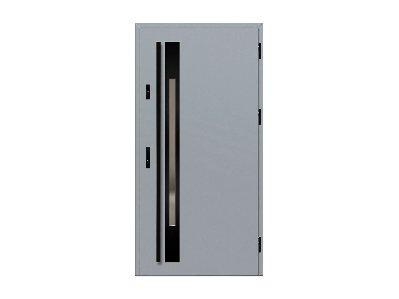 Porte d'entrée en acier avec cadre en aluminium WELS 1 gris 90*200 -100*200 cm - Poussant: Droit - Dimensions: 100 cm