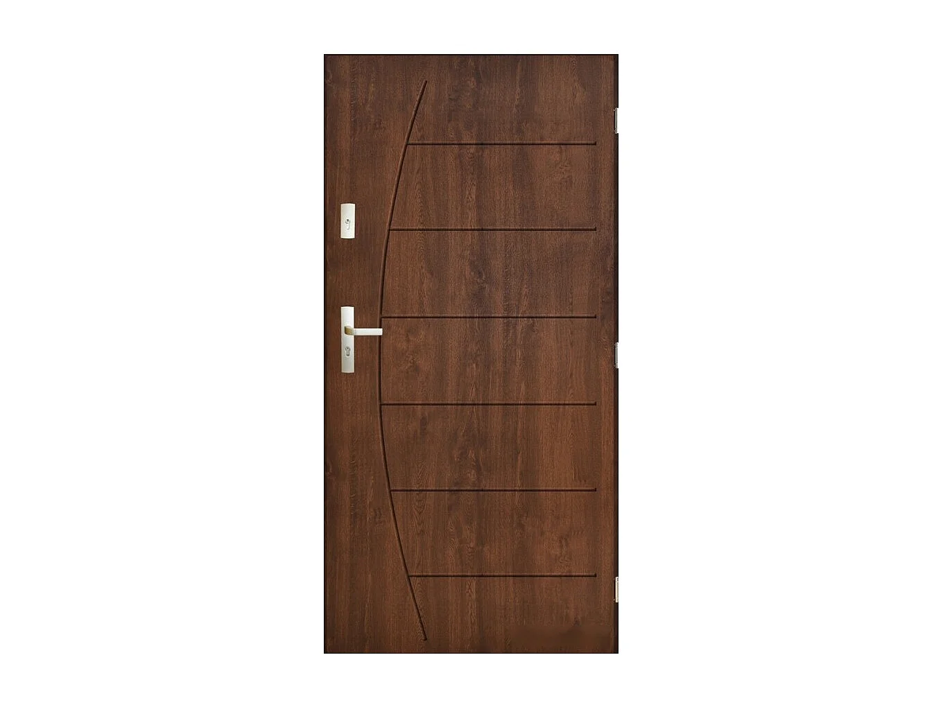 Porte d'entrée HECTOR 80 cm 72 mm en acier inoxydable en 3 coloris - Couleur: Noyer - Poignée et serrure : Sans - Poussant: Droit