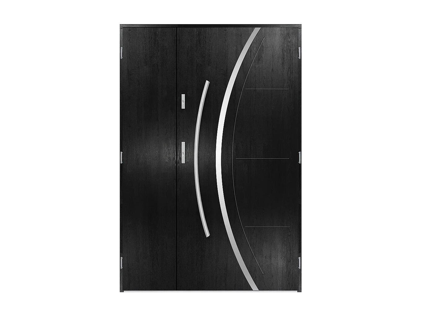 Porte d'entrée double FELIX 130x200 cm noir - Poignée et serrure : Avec - Poussant: Gauche