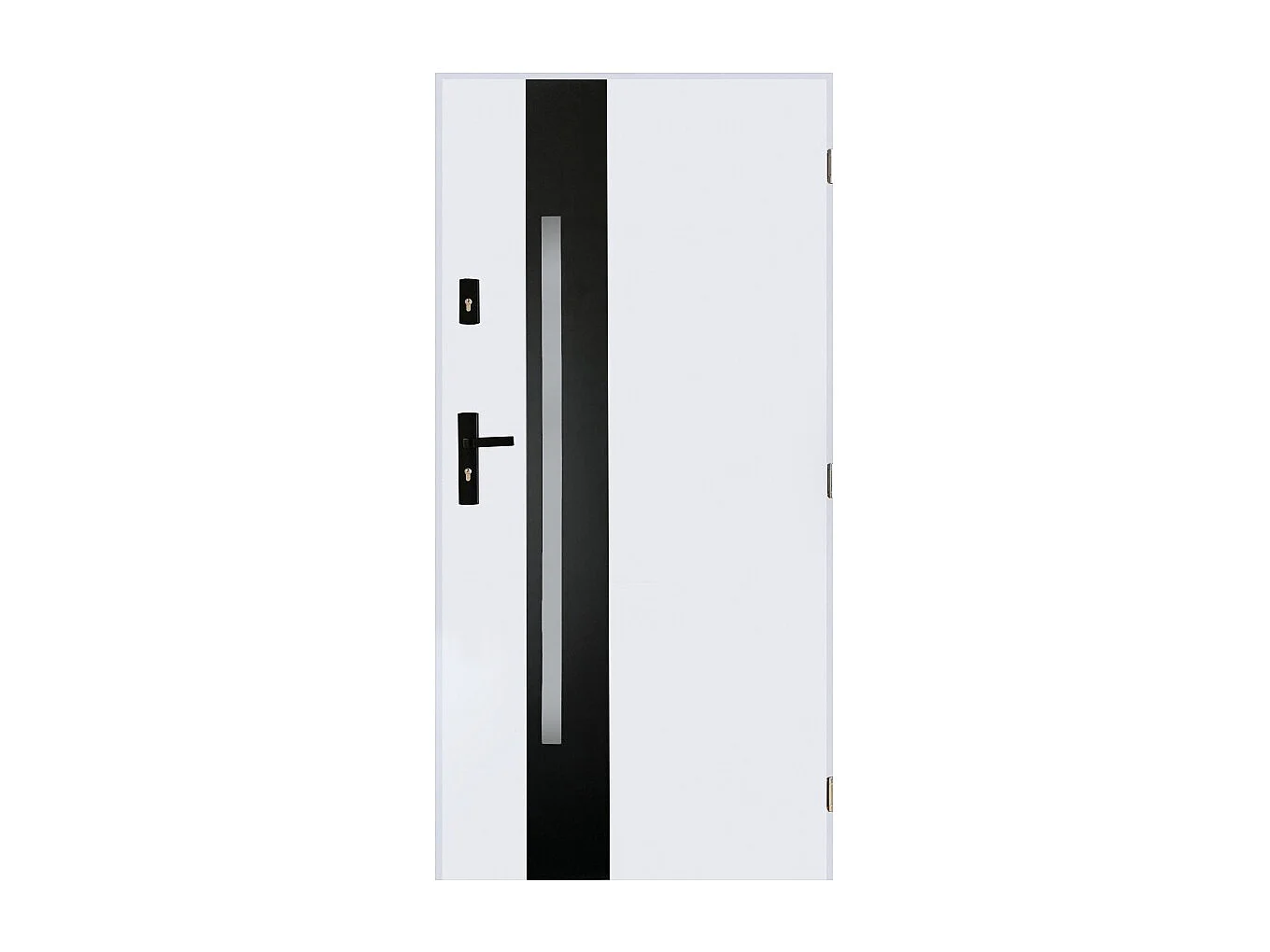 Porte d'entrée TANGO V 90 cm en acier inoxydable - Couleur: Blanc - Poignée et serrure : Sans - Tirant: Droit
