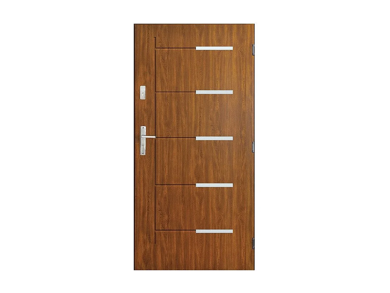 Porte d'entrée CANCUN 90 cm en acier inoxydable - Couleur: Chêne doré - Poignée et serrure : Sans - Poussant: Gauche