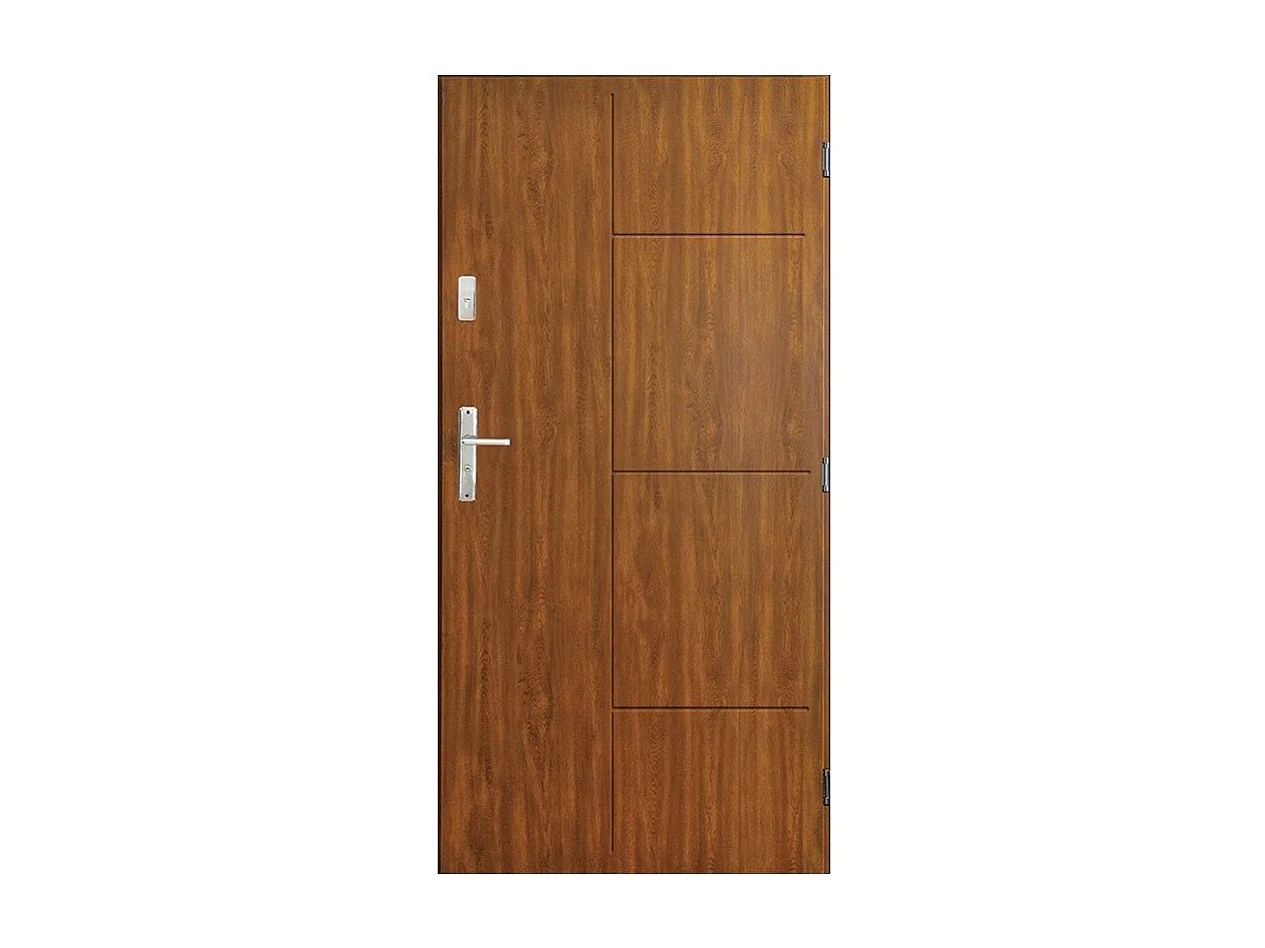 Porte d'entrée SWING 90 cm en acier inoxydable - Couleur: Chêne doré - Poignée et serrure : Sans - Poussant: Droit