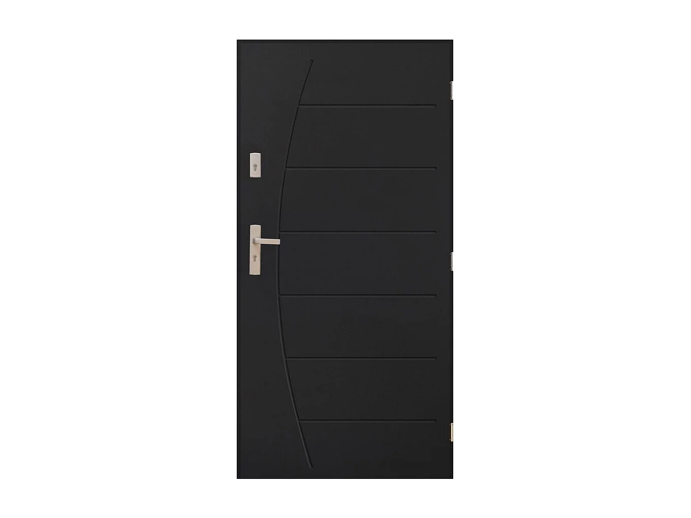 Porte d'entrée HECTOR 80 cm 72 mm en acier inoxydable en 3 coloris - Couleur: Anthracite - Poignée et serrure : Avec - Poussant: Gauche