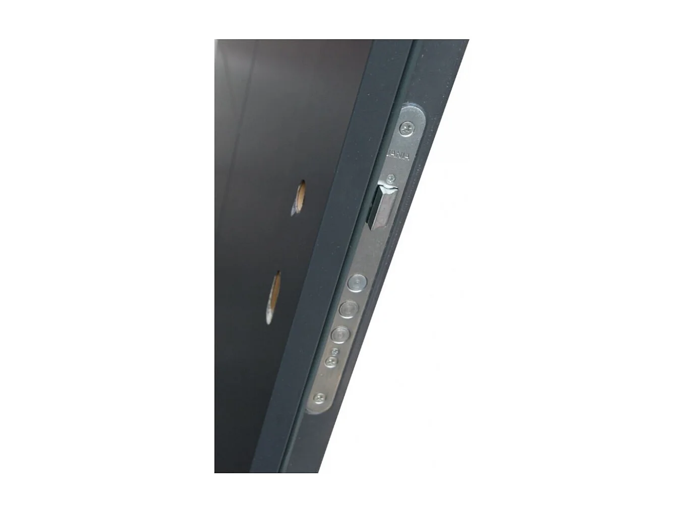 Porte d'entrée GOFA 90 cm en acier inoxydable - Couleur: Noyer - Poignée et serrure : Avec - Poussant: Gauche