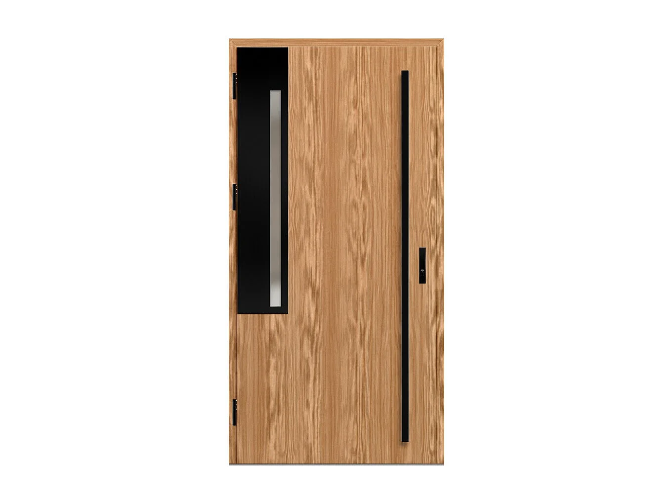 Porte d'entrée en acier avec cadre en aluminium FRYBURG 1 pin 90*200 -100*200 cm - Poussant: Droit - Dimensions: 90 cm - Bâton de maréchal: Avec