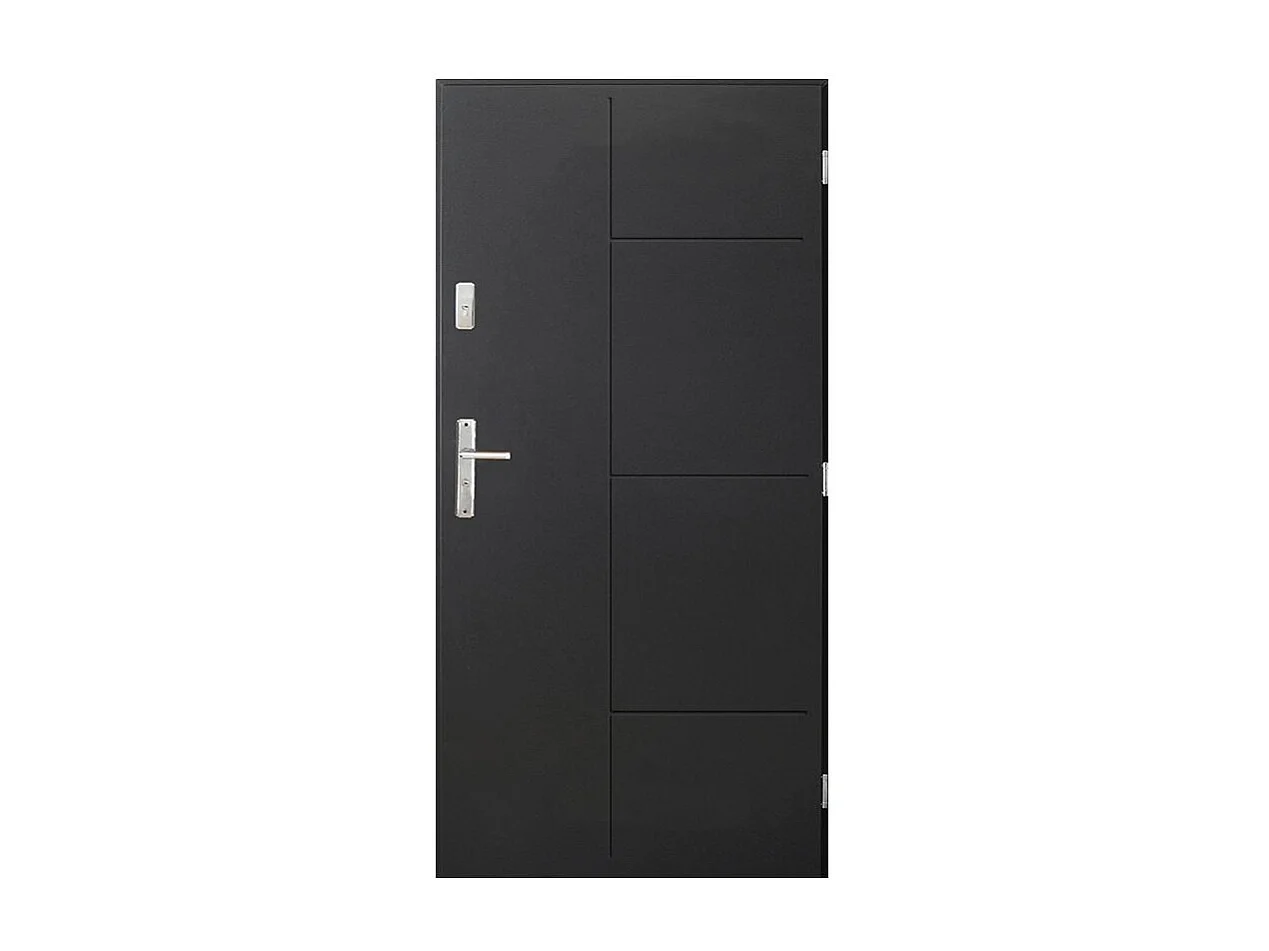 Porte d'entrée SWING 90 cm en acier inoxydable - Couleur: Anthracite - Poignée et serrure : Avec - Poussant: Droit