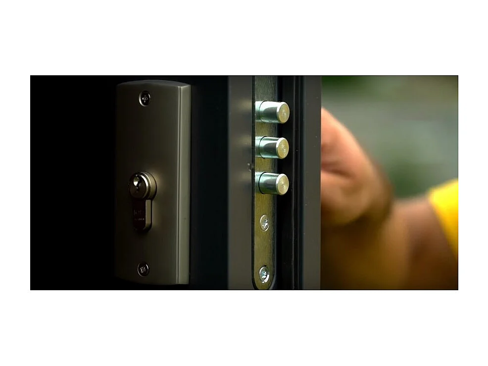 Porte d'entrée TANGO V 90 cm en acier inoxydable - Couleur: Anthracite - Poignée et serrure : Avec - Tirant: Droit