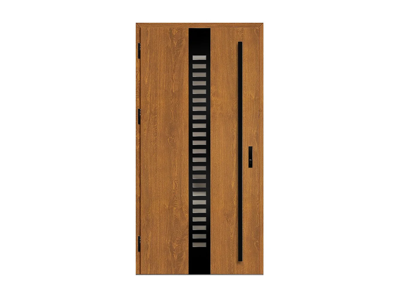 Porte d'entrée en acier avec cadre en aluminium SELTERS 2 chêne doré 90*200 -100*200 cm - Poussant: Gauche - Dimensions: 100 cm