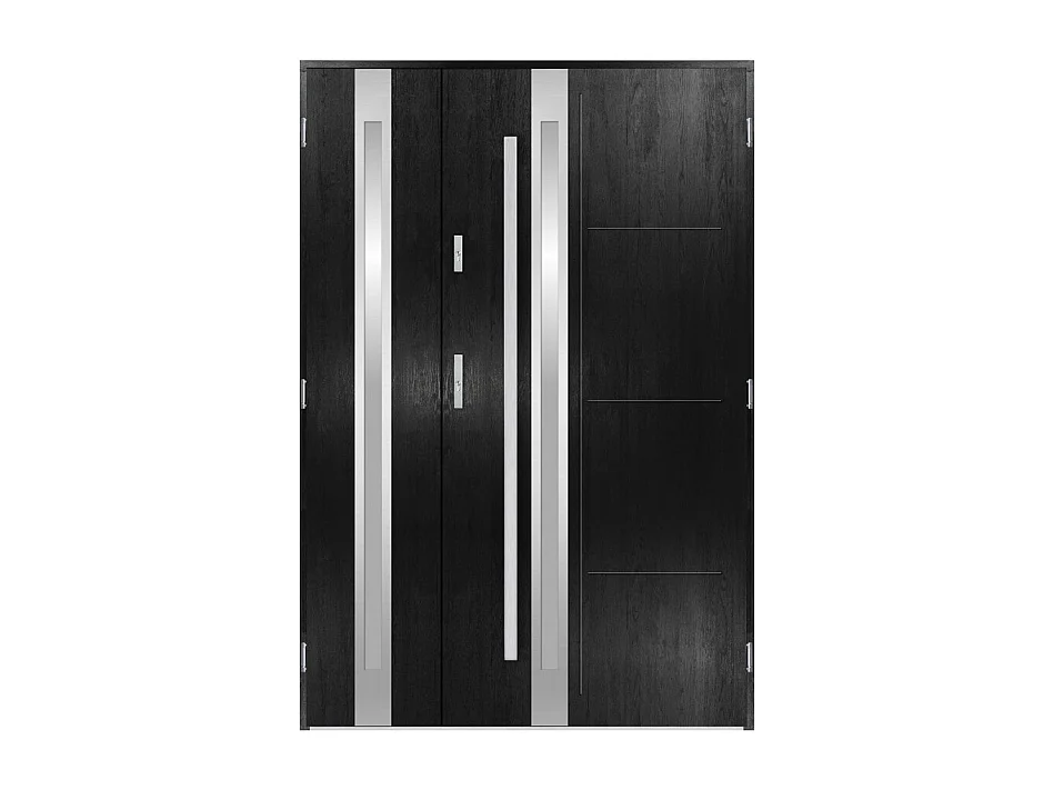 Porte d'entrée double GALILÉE 130x200 cm noir - Poignée et serrure : Avec - Poussant: Gauche