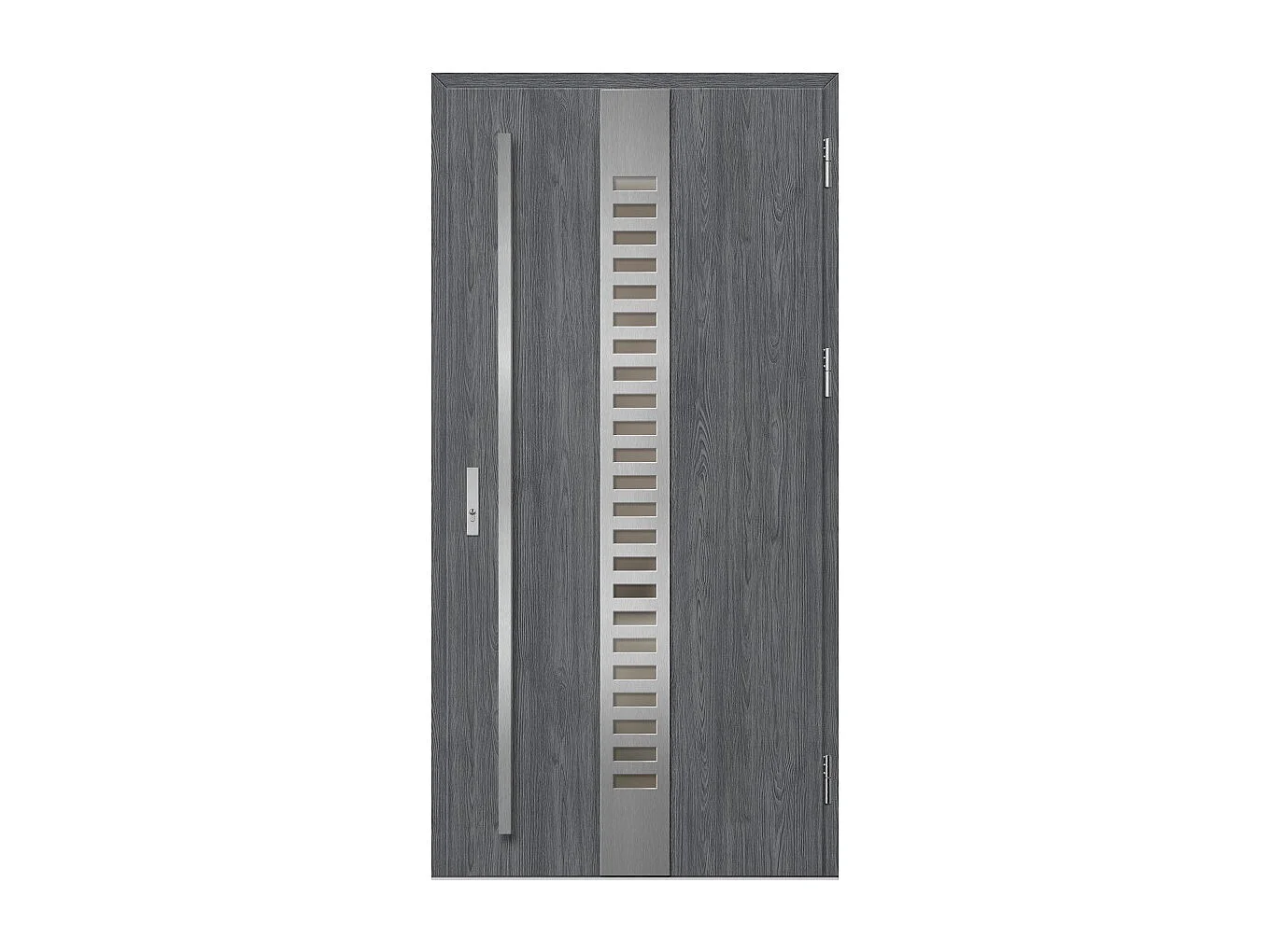 Porte d'entrée en acier avec cadre en aluminium SELTERS 2 anthracite-inox 90*200 -100*200 cm - Poussant: Droit - Dimensions: 100 cm