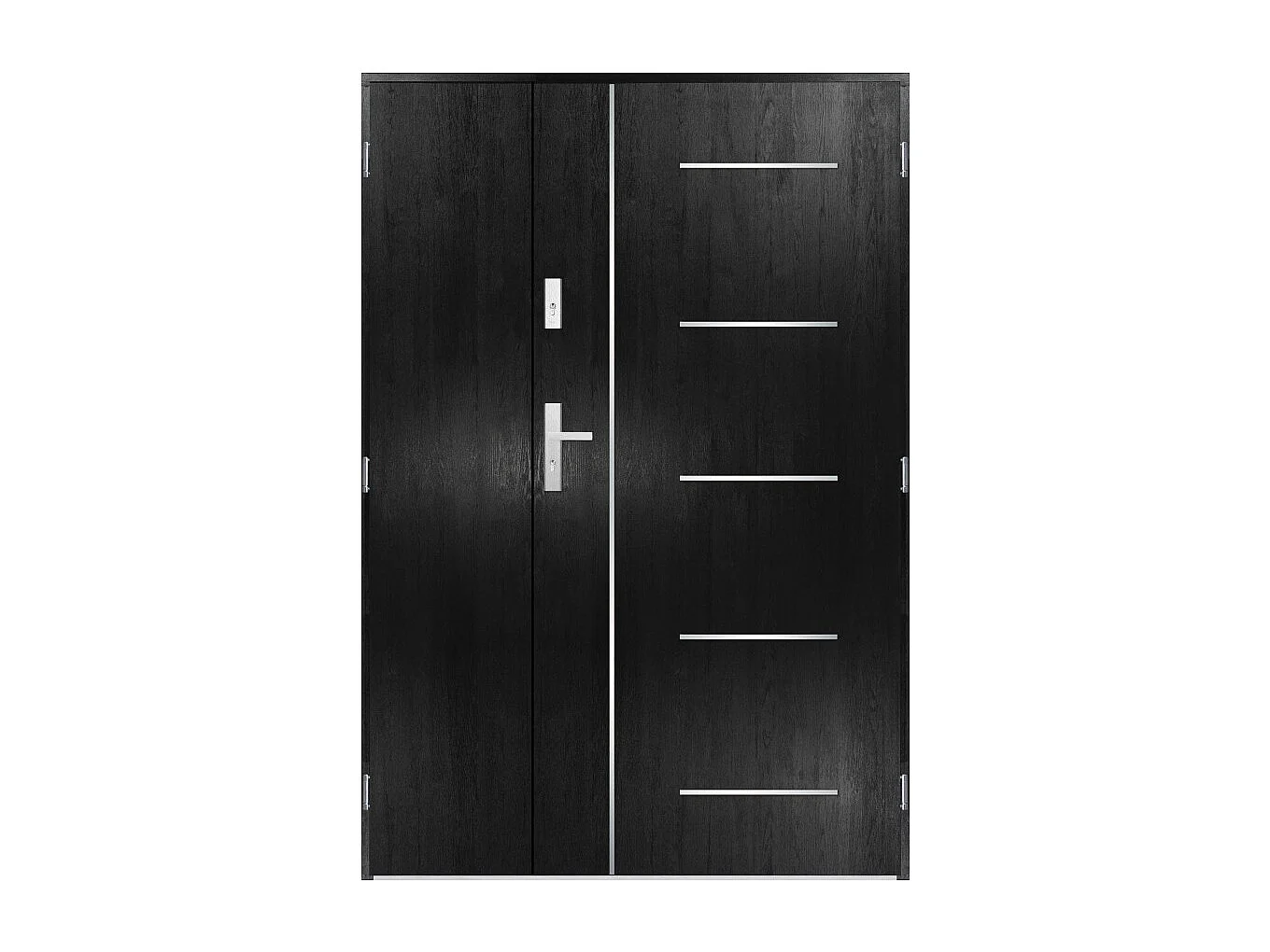 Porte d'entrée double CORTAZ 130x200 cm noir - Poignée et serrure : Avec - Poussant: Droit