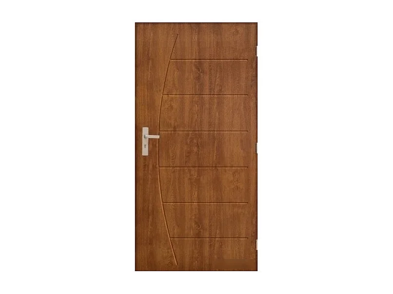 Porte d'entrée HECTOR 80 cm 72 mm en acier inoxydable en 3 coloris - Couleur: Chêne doré - Poignée et serrure : Sans - Poussant: Droit