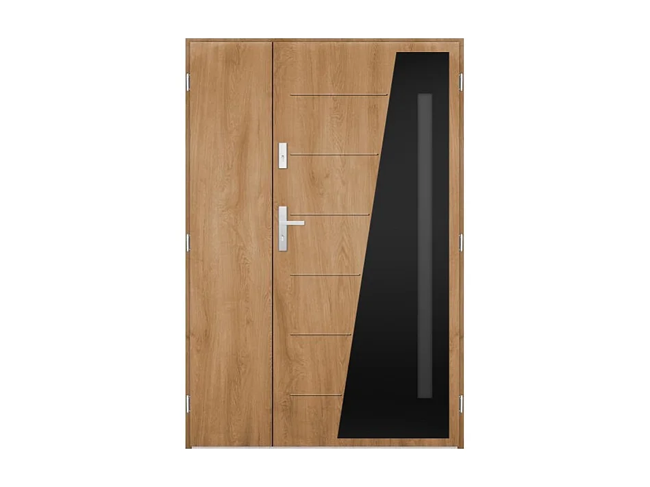 Porte d'entrée double BALTIMOR 120x200 cm - Poignée et serrure : Sans - Poussant: Droit