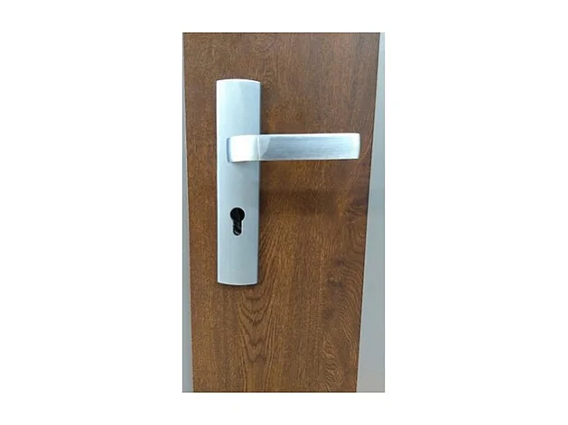 Porte d'entrée TANGO V 90 cm en acier inoxydable - Couleur: Anthracite - Poignée et serrure : Avec - Tirant: Gauche