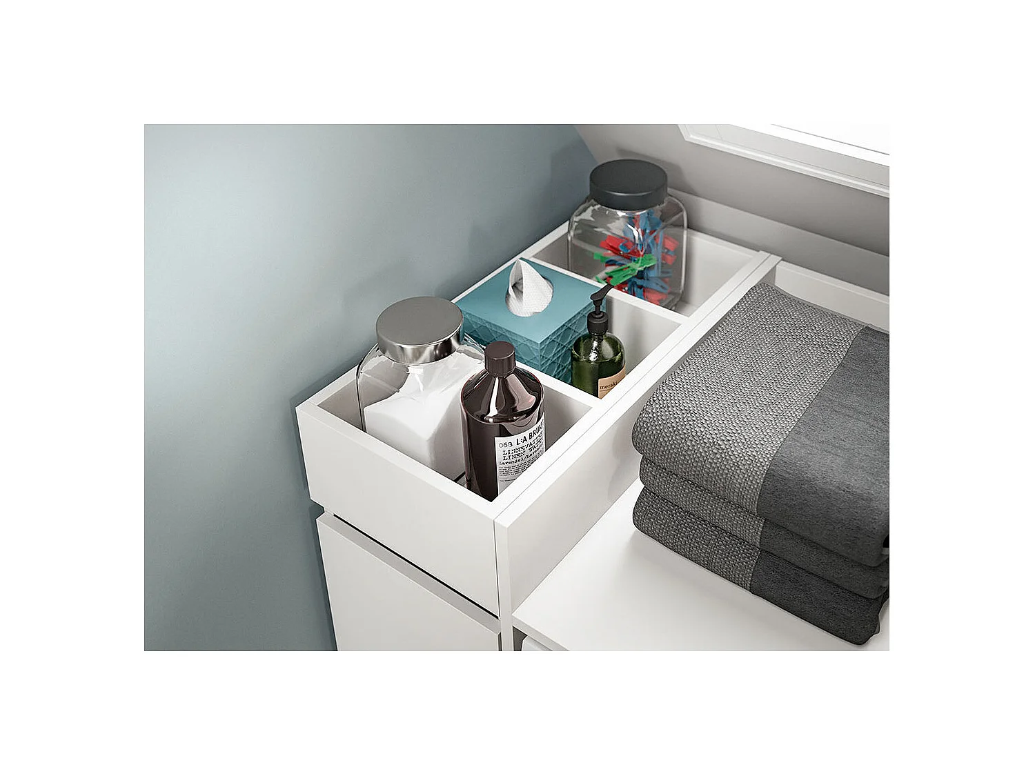 Bañera gratis 1 cajón 3 compartimentos color blanco.