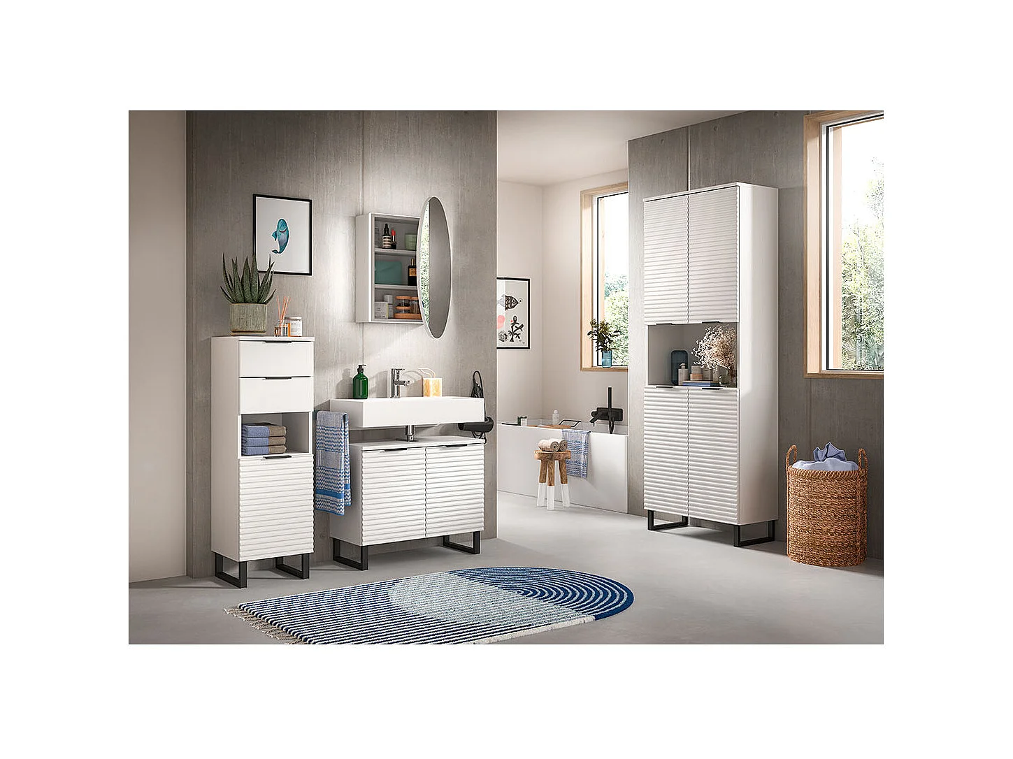 Mueble de baño Riff 2 cajones 1 puerta 1 compartimento blanco.