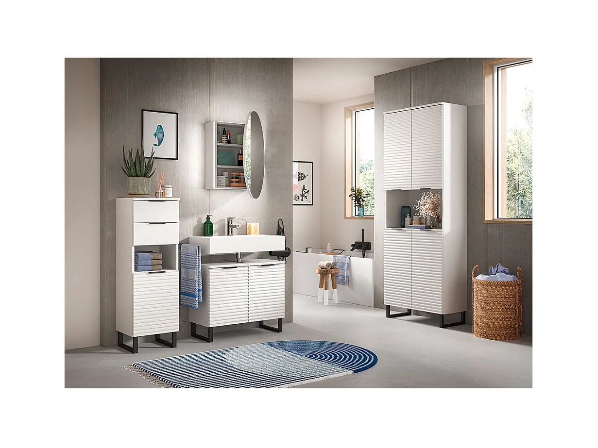 Mueble de baño Riff 2 cajones 1 puerta 1 compartimento blanco.