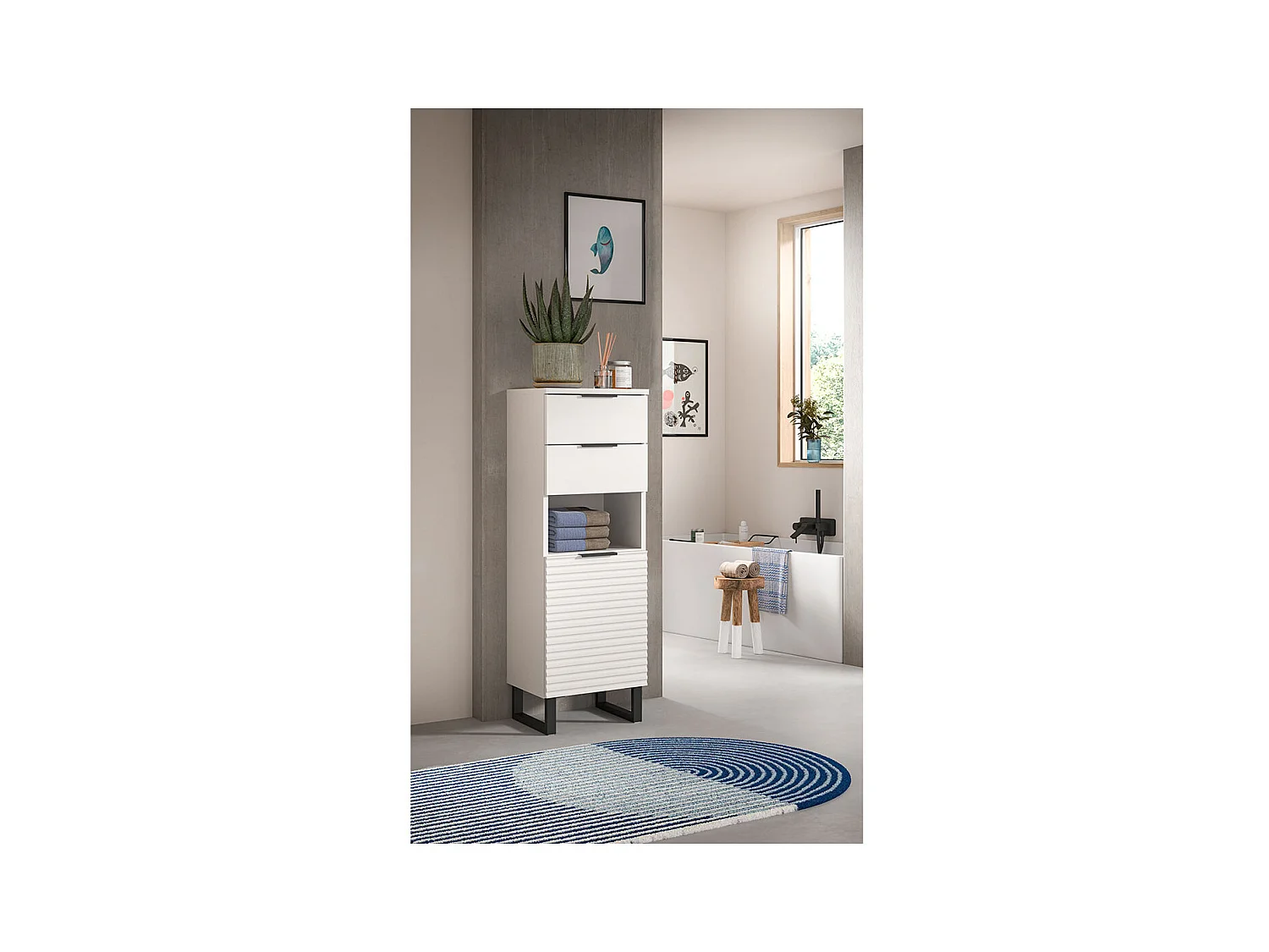 Mueble de baño Riff 2 cajones 1 puerta 1 compartimento blanco.