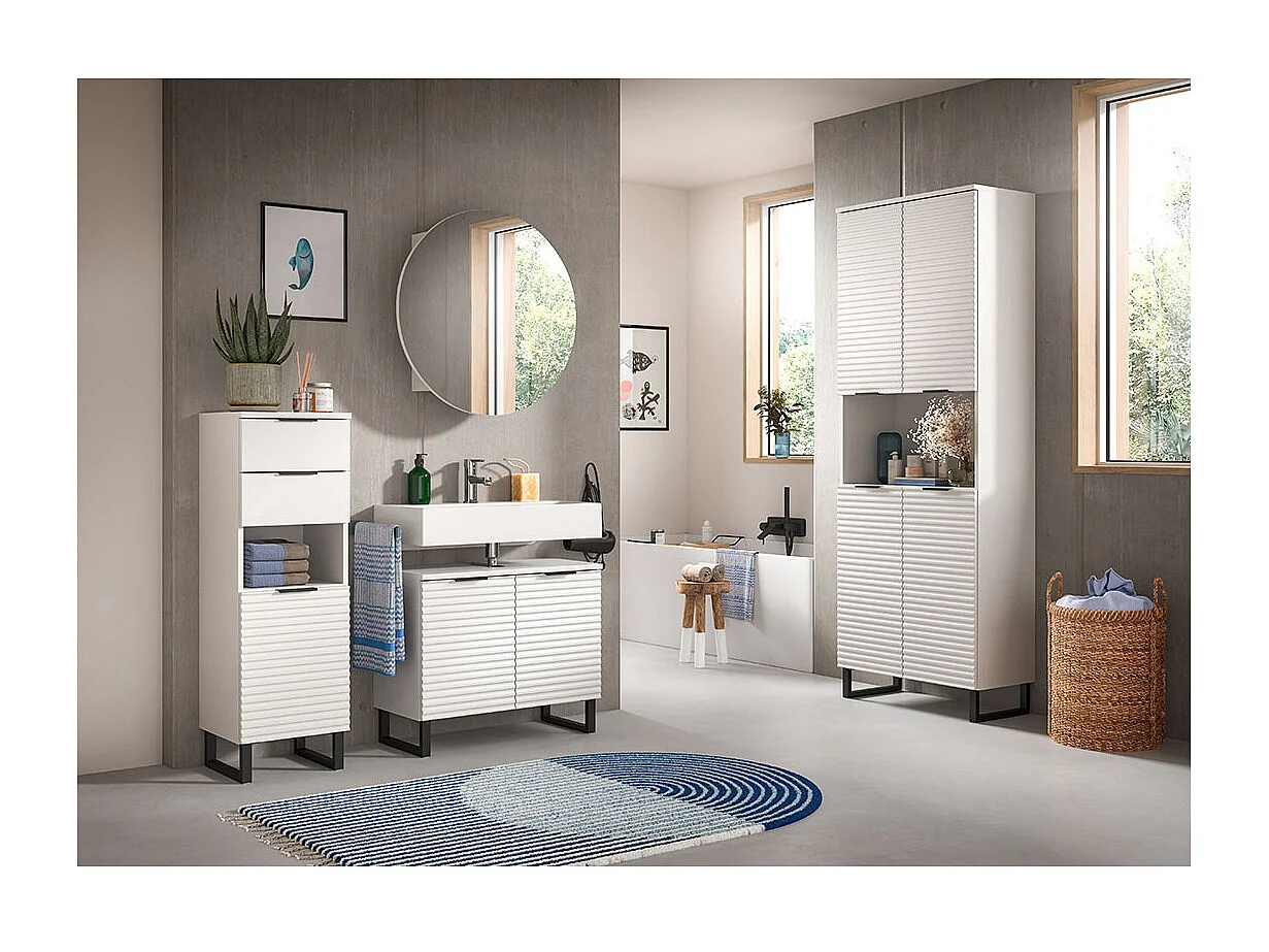 Mueble de baño Riff 2 cajones 1 puerta 1 compartimento blanco.