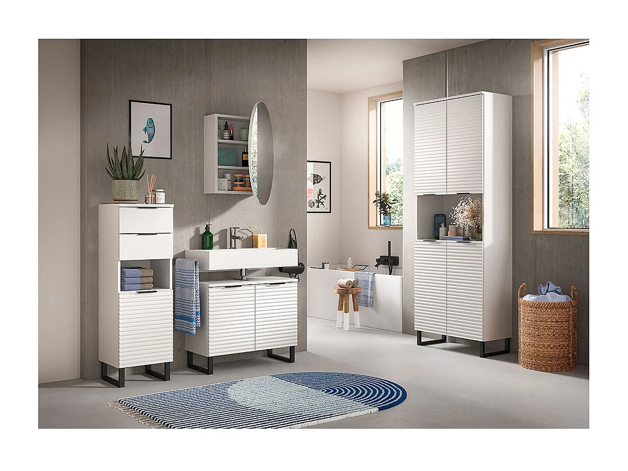 Mueble de baño Riff 2 cajones 1 puerta 1 compartimento blanco.