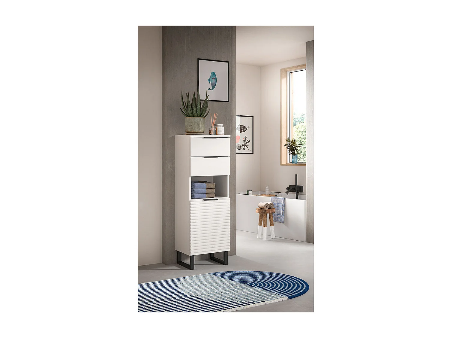 Mueble de baño Riff 2 cajones 1 puerta 1 compartimento blanco.