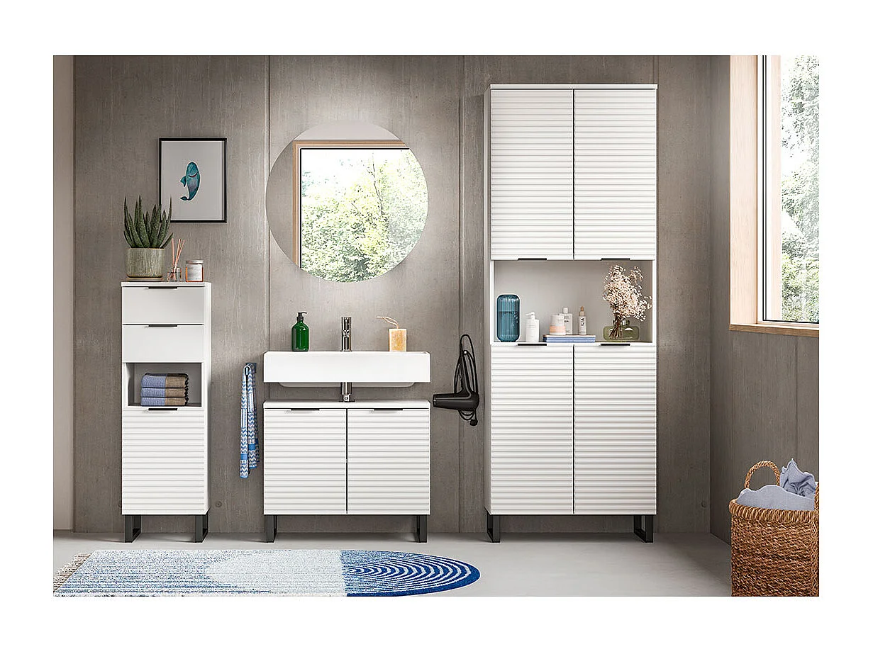 Mueble de baño Riff 2 cajones 1 puerta 1 compartimento blanco.