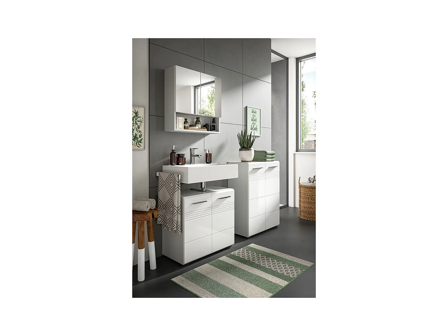 Copa Badschrank 2 Türen weiß Hochglanz.