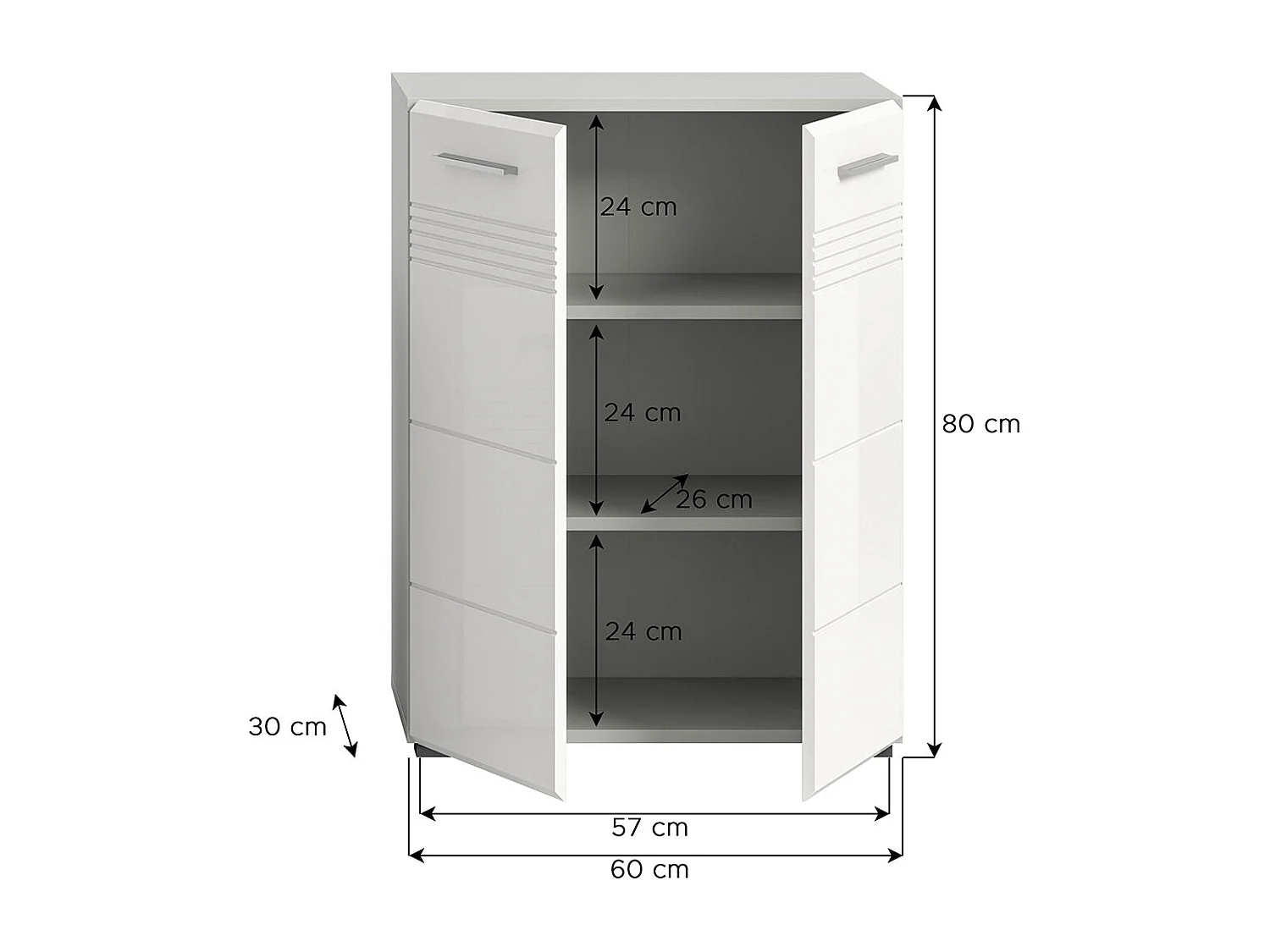 Bañera Copa 2 puertas blanco alto brillo.