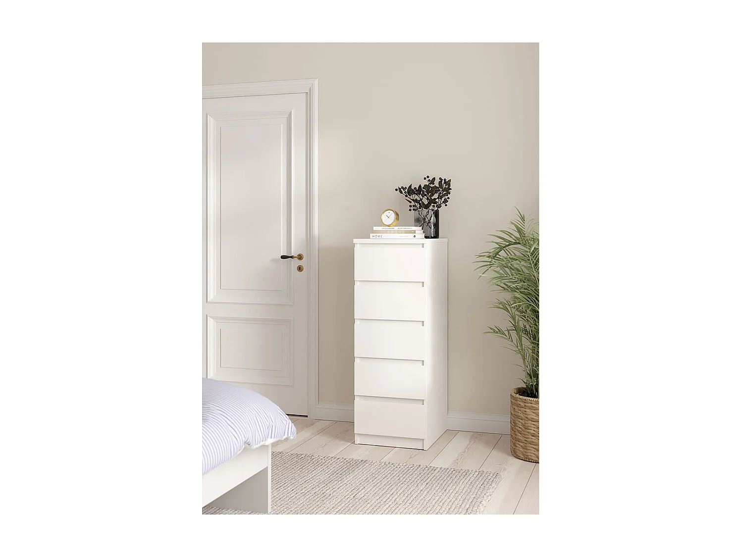 Naia Kommode 5 Schubladen weiß.