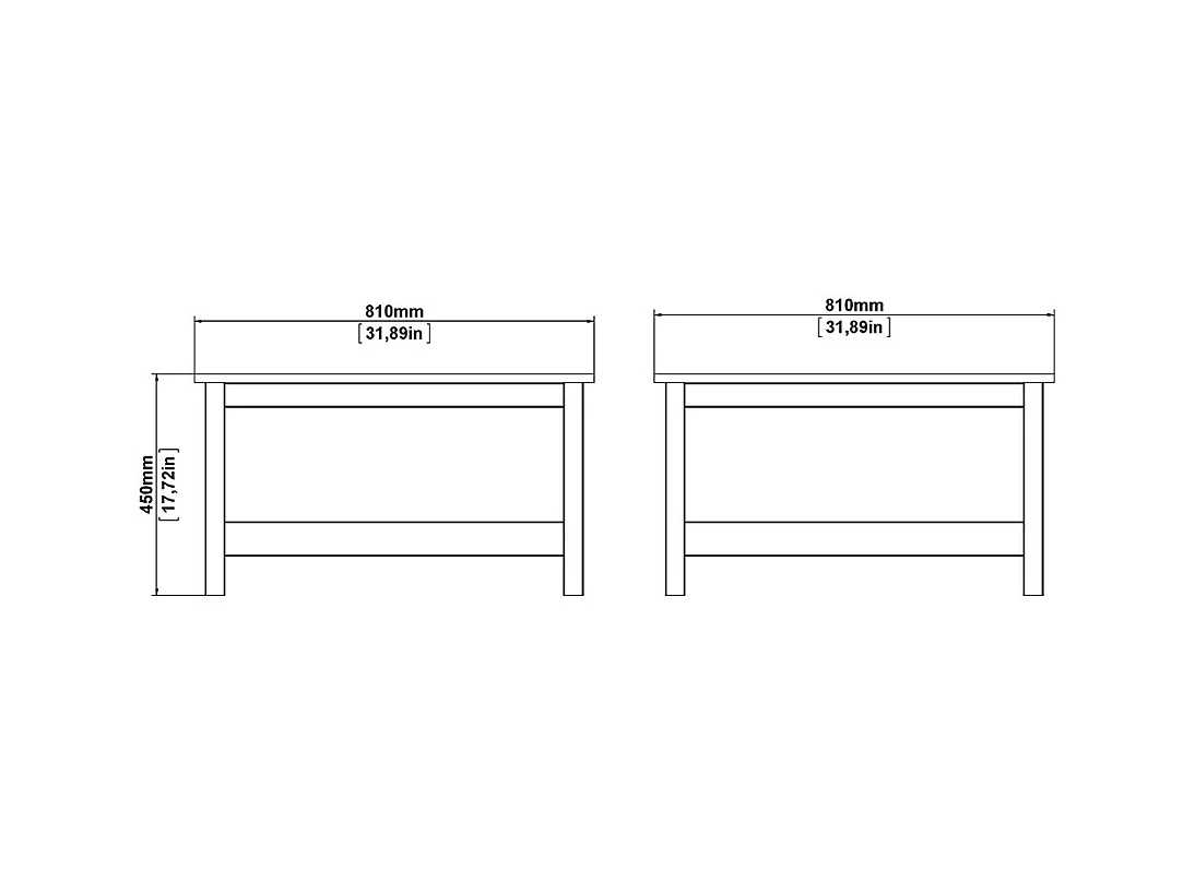 Mesa de centro Madrid 1 estante decoración roble.