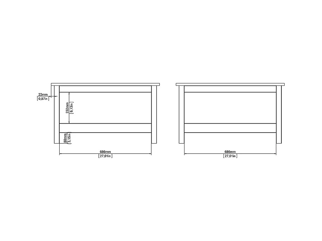 Mesa de centro Madrid 1 estante decoración roble.