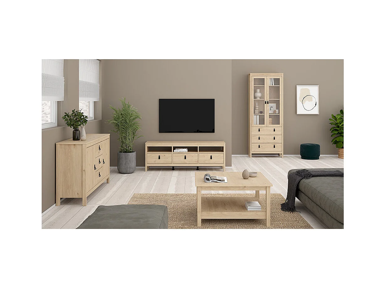 Mesa de centro Madrid 1 estante decoración roble.