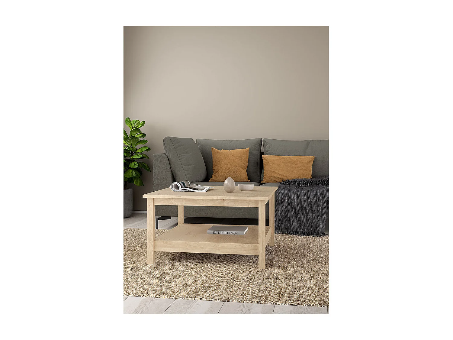 Mesa de centro Madrid 1 estante decoración roble.