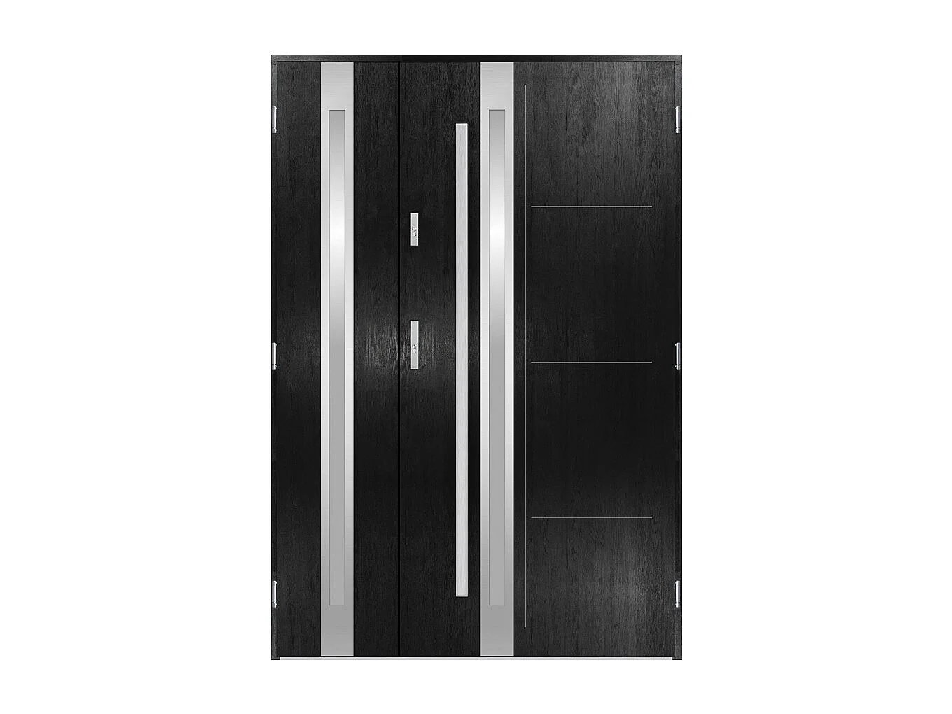 Porte d'entrée double GALILÉE 120x200 cm noir - Poignée et serrure : Sans - Poussant: Droit