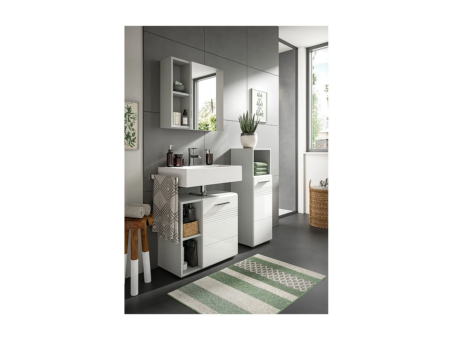 Copa Badschrank 1 Tür 1 Fach weiß Hochglanz.