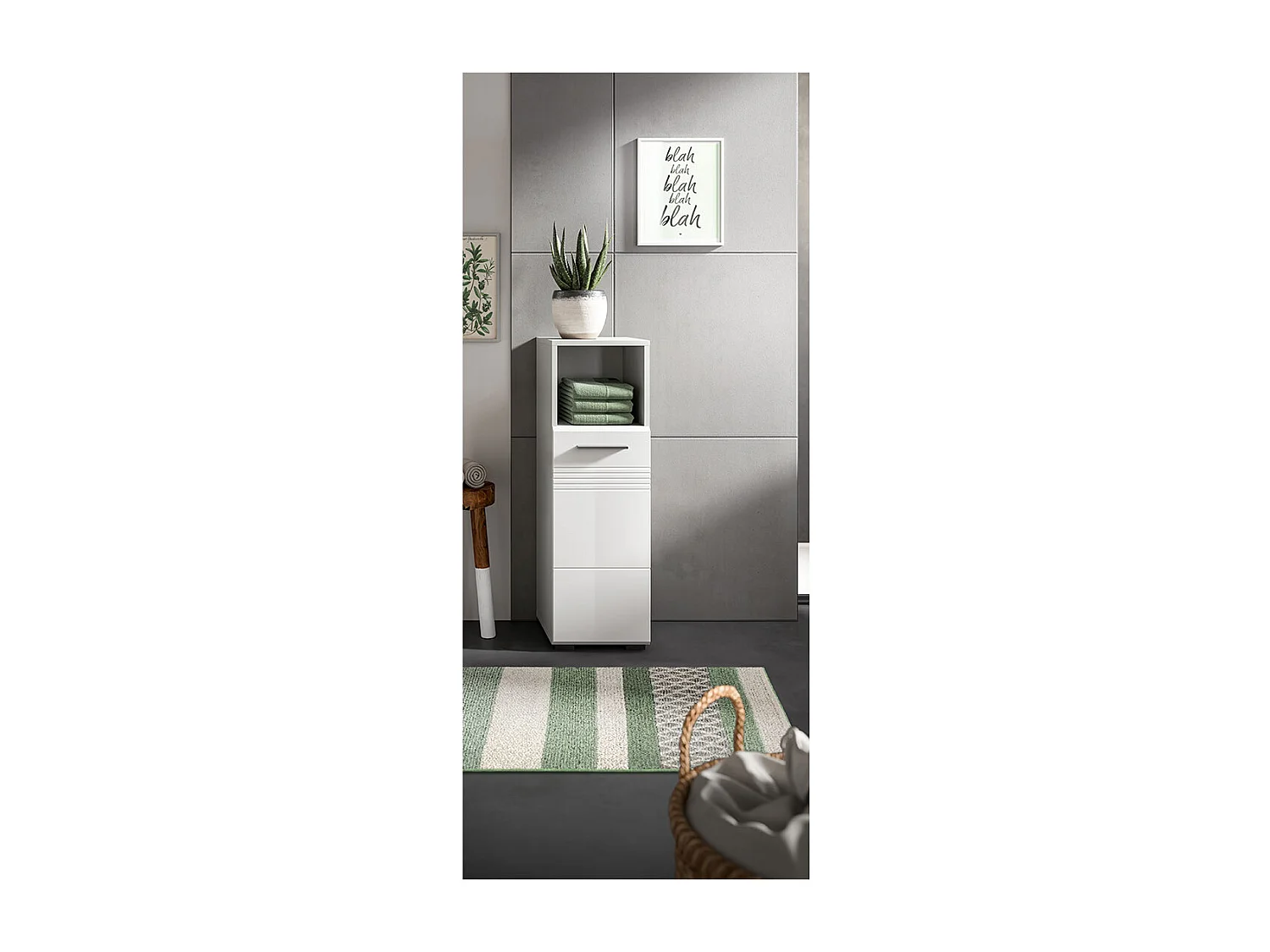 Copa Badschrank 1 Tür 1 Fach weiß Hochglanz.