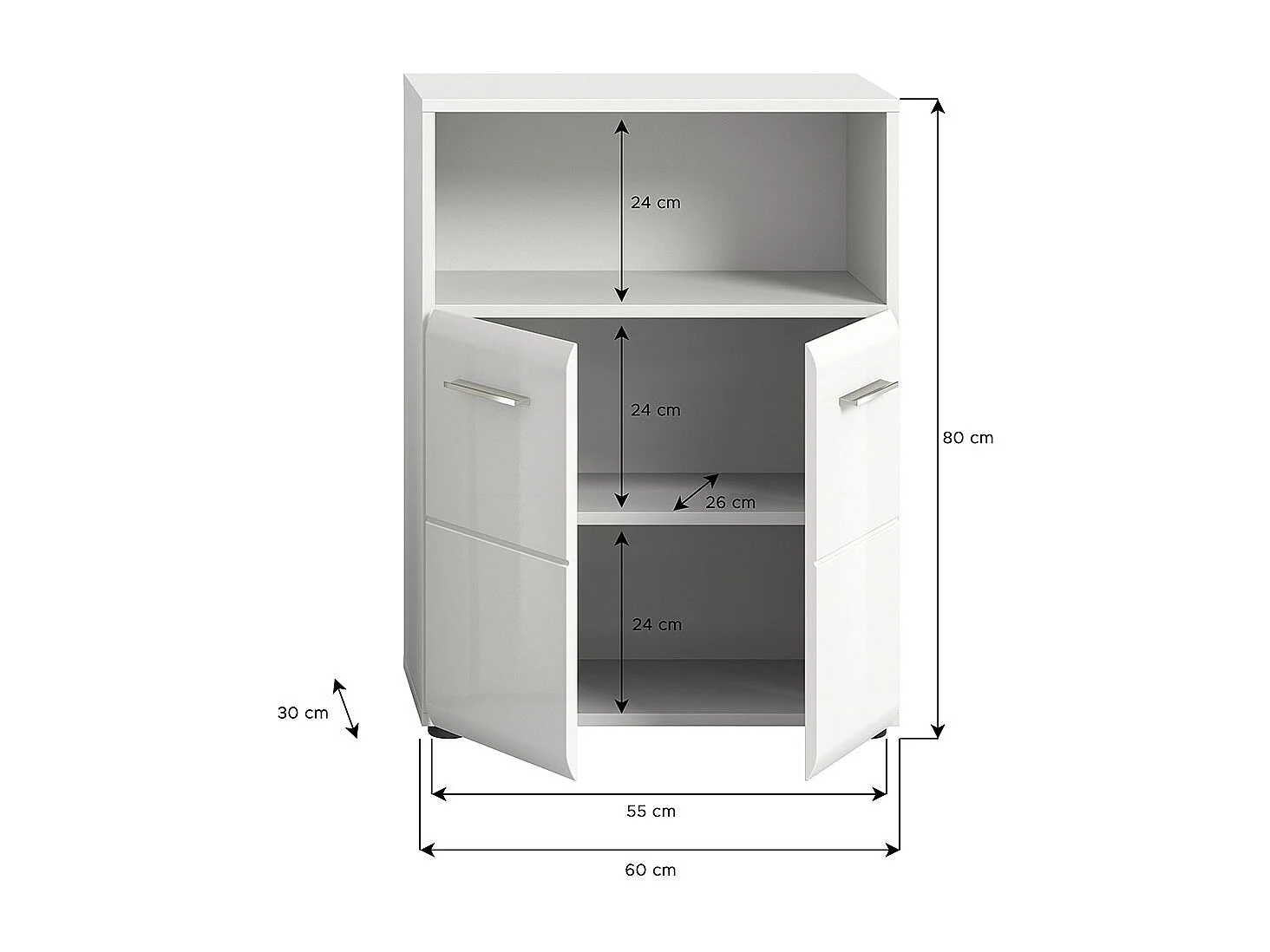 Bañera de hielo 2 puertas 1 compartimento blanco alto brillo.