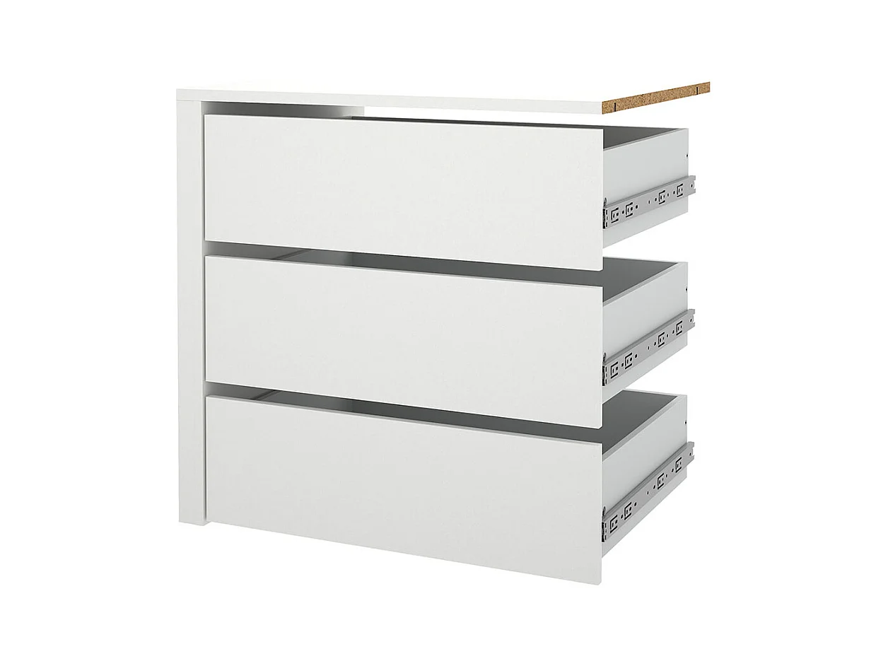Armadio Catania con 3 cassetti, da 71,25 cm a 240 cm, bianco